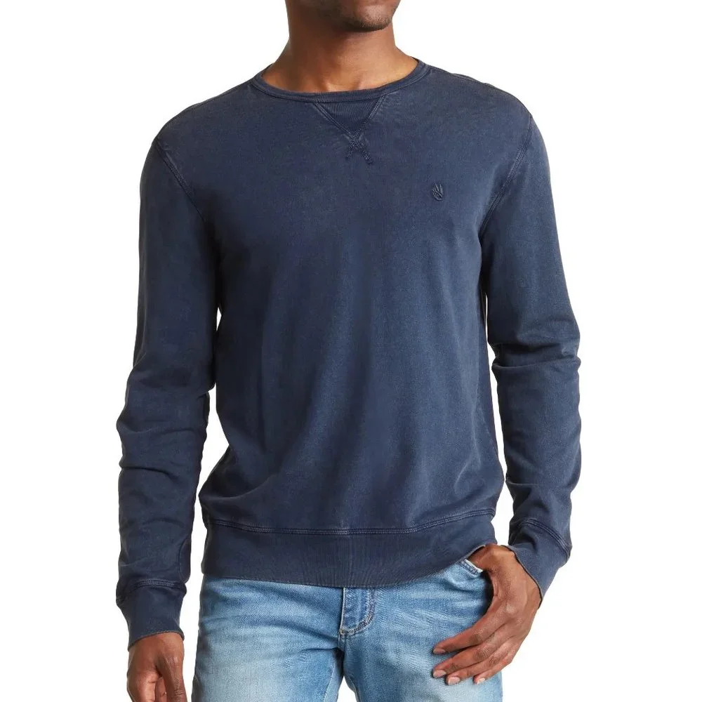 John Varvatos Men's Long Sleeve Darien Peace Sign Crew Sweatshirt Navy - Picture 1 of 5